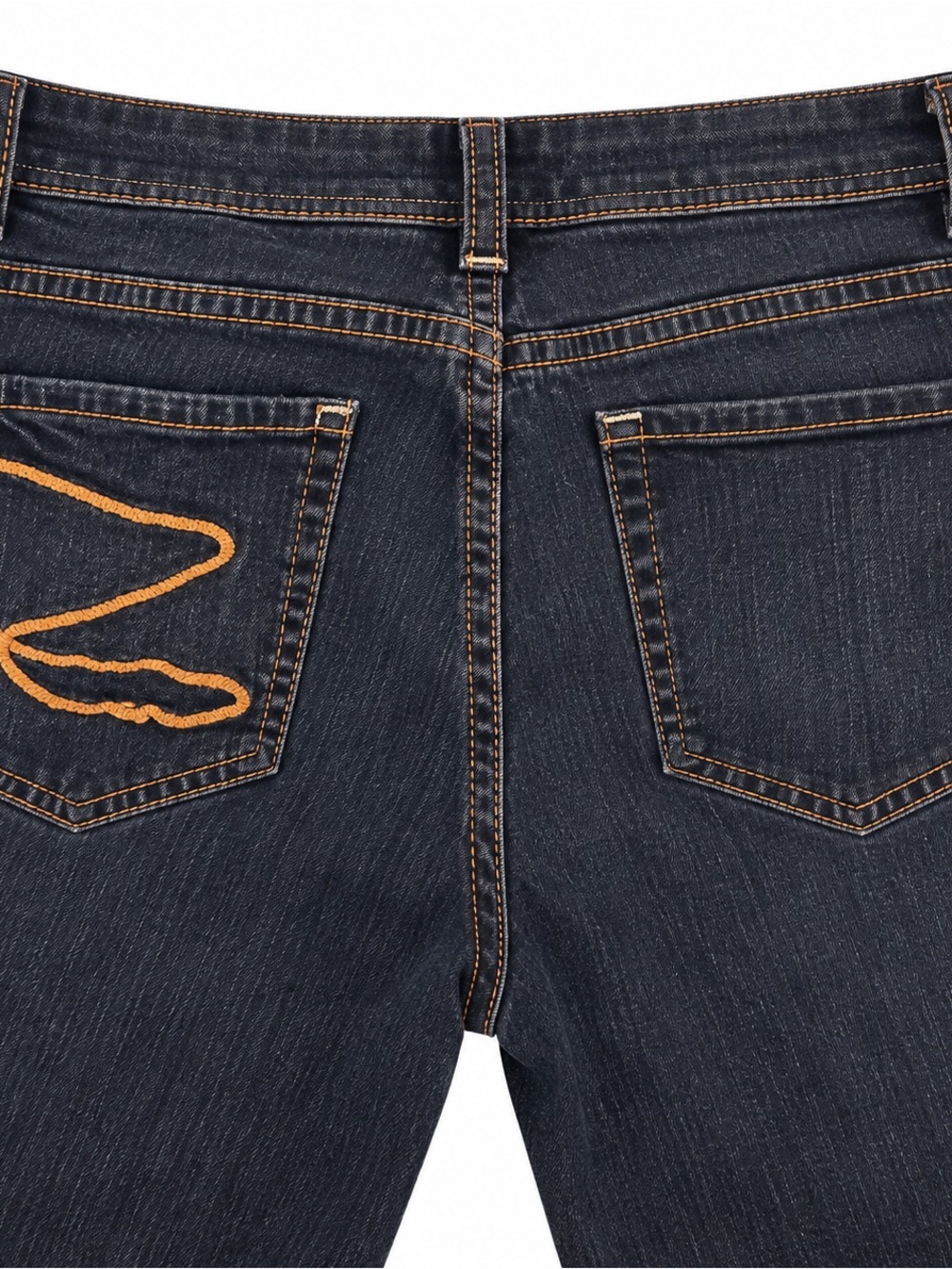 7 For All Mankind Dark Indigo Skinny Jeans with Orange Stitching